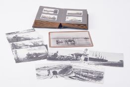 A vintage snap shot photograph album of general views together with some steam railway