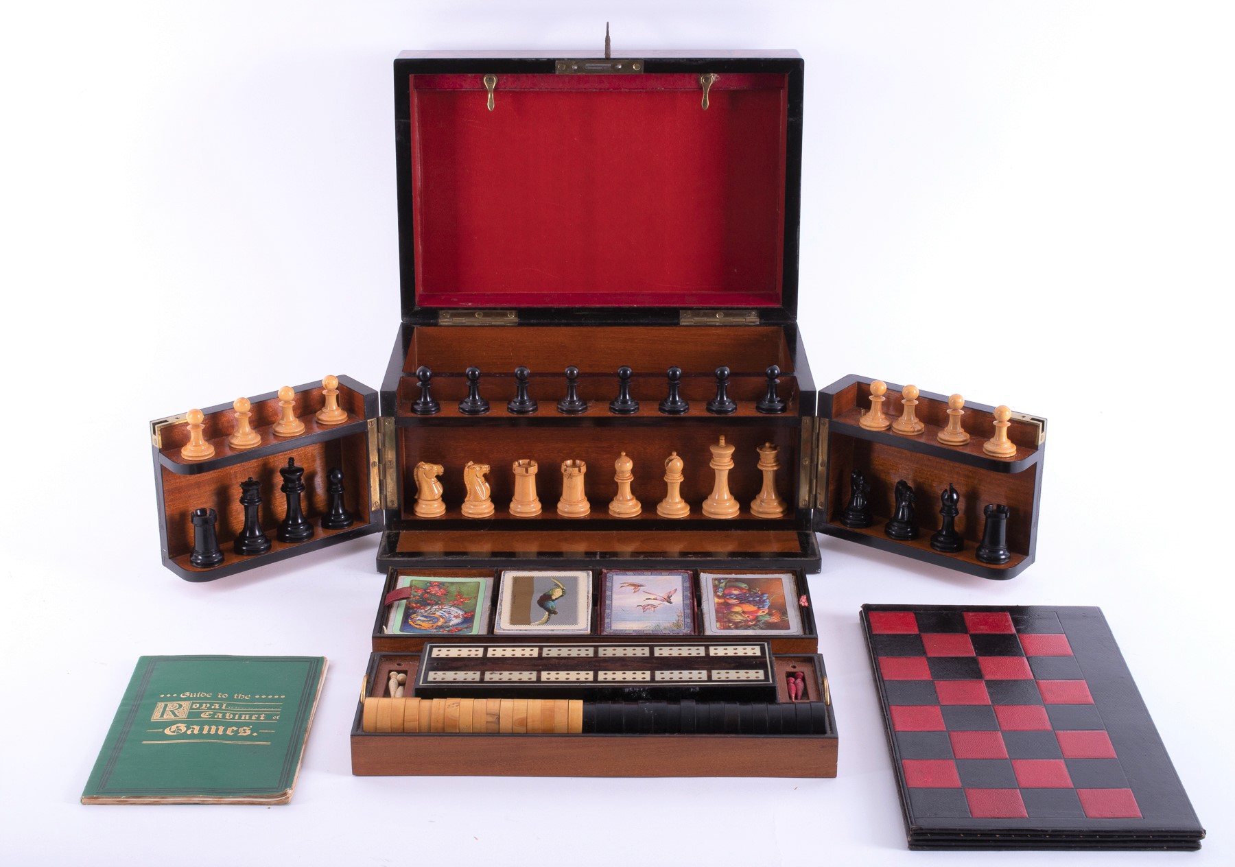 A Victorian Royal Cabinet of Games, in figured walnut case, the hinged lid enclosing an interior - Image 2 of 5