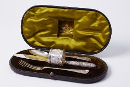 A four piece cased cutlery set, London silver in Mappin & Webb fitted case.