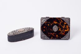 A 19th century silver mounted and tortoiseshell card case together with a silver mounted and