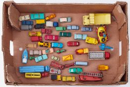 A collection of 43 model vehicles including Dinky Toys 555 fire truck, Dinky Super Toys 965 rear