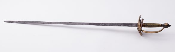 A Geo III Army dress sword with double edged blade and brass hilt, length 92cm.