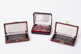 Three cased sets of Sterling silver Bridge pencils.