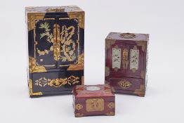 Three 20th century oriental table cabinets/jewellery boxes (3).