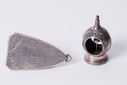 A Sterling silver (USA) coin case together with a silver sewing tool (2).