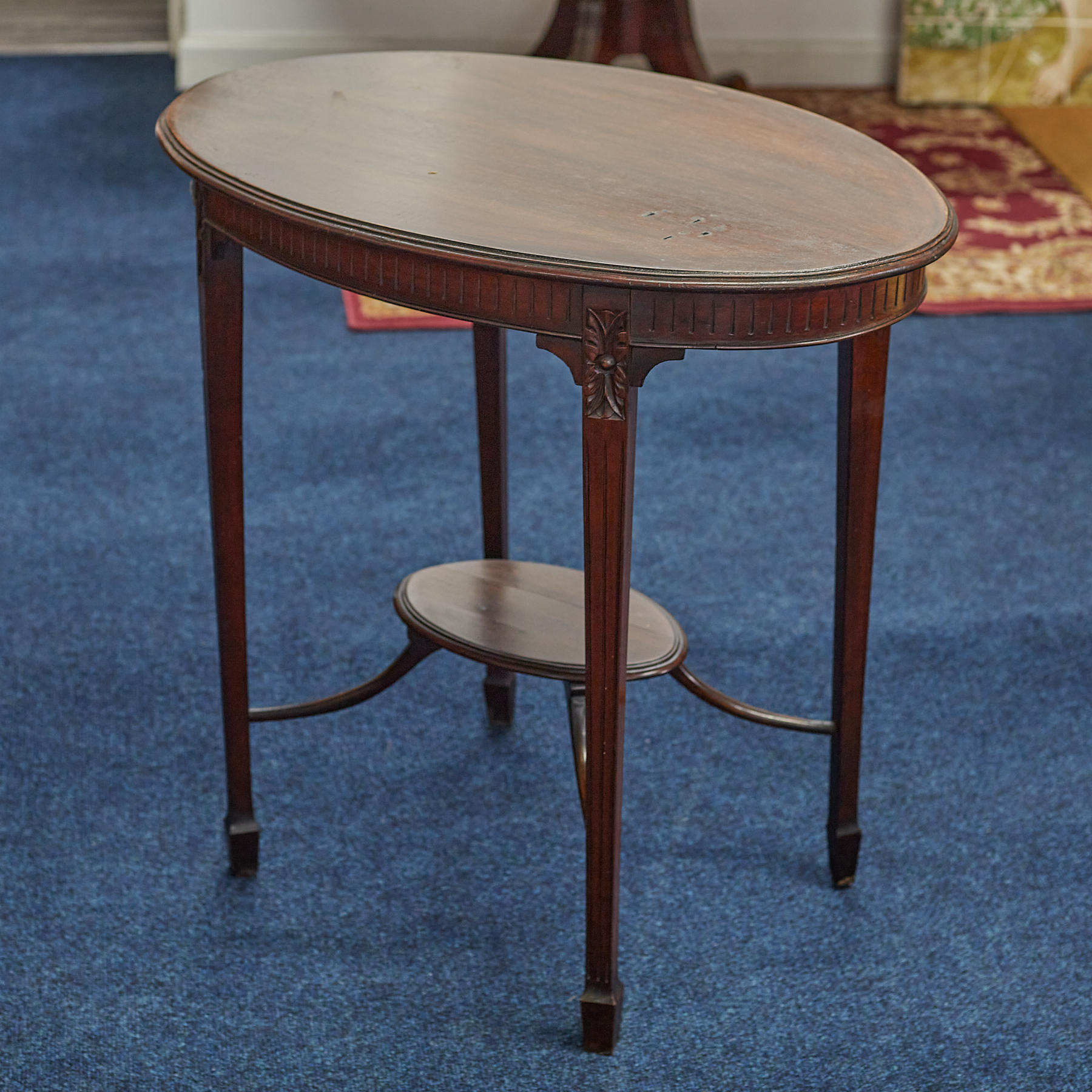 A 19th century octagonal mahogany pedestal wine table together with an oval two tier occasional - Image 3 of 3