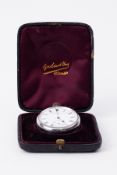 A silver open faced pocket watch by Gowland Bros, London, engraving on the backplate & on the inside