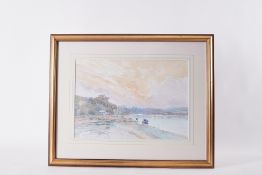 Mark Gibbons (b 1949-) watercolour 'The Teign, near Coombe Cellars' signed and titled, 34cm x