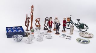Country Artist's, meerkat figures, various ornaments, set of six brandy glasses, paperweight