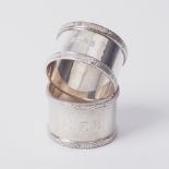 Two silver napkin rings QEII, circa 1966-70, approx 3.25oz.