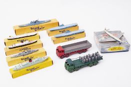 Assorted models including 2 Dinky Foden trucks (no boxes), 7 boxed Triang model ships and 1 Dinky