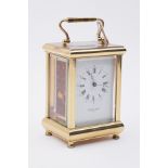 A 20th century eight day carriage clock time piece with key, Taylor & Bligh, height 20cm (not