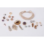 A mixed lot including costume jewellery including faux pearls, brooches, clip on earrings, etc and