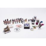 Mixed collection to include Britain's lead soldiers, military items, enamelled boxes, paperweight,