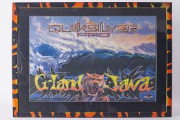 Of Surf interest, Quick Silver Pro G-land Java poster print, framed and glazed, overall size 65cm