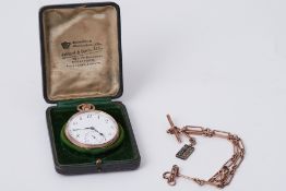 A 9ct gold cased open face and keyless pocket watch, with subsidiary seconds, running, backplate