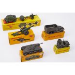 Collection of five Dinky military vehicles, including 815 EBR Panhard tank, 693 7.2 Howitzer, 829
