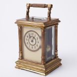 A French carriage clock with platform escapement, striking on a gong with repeater movement,