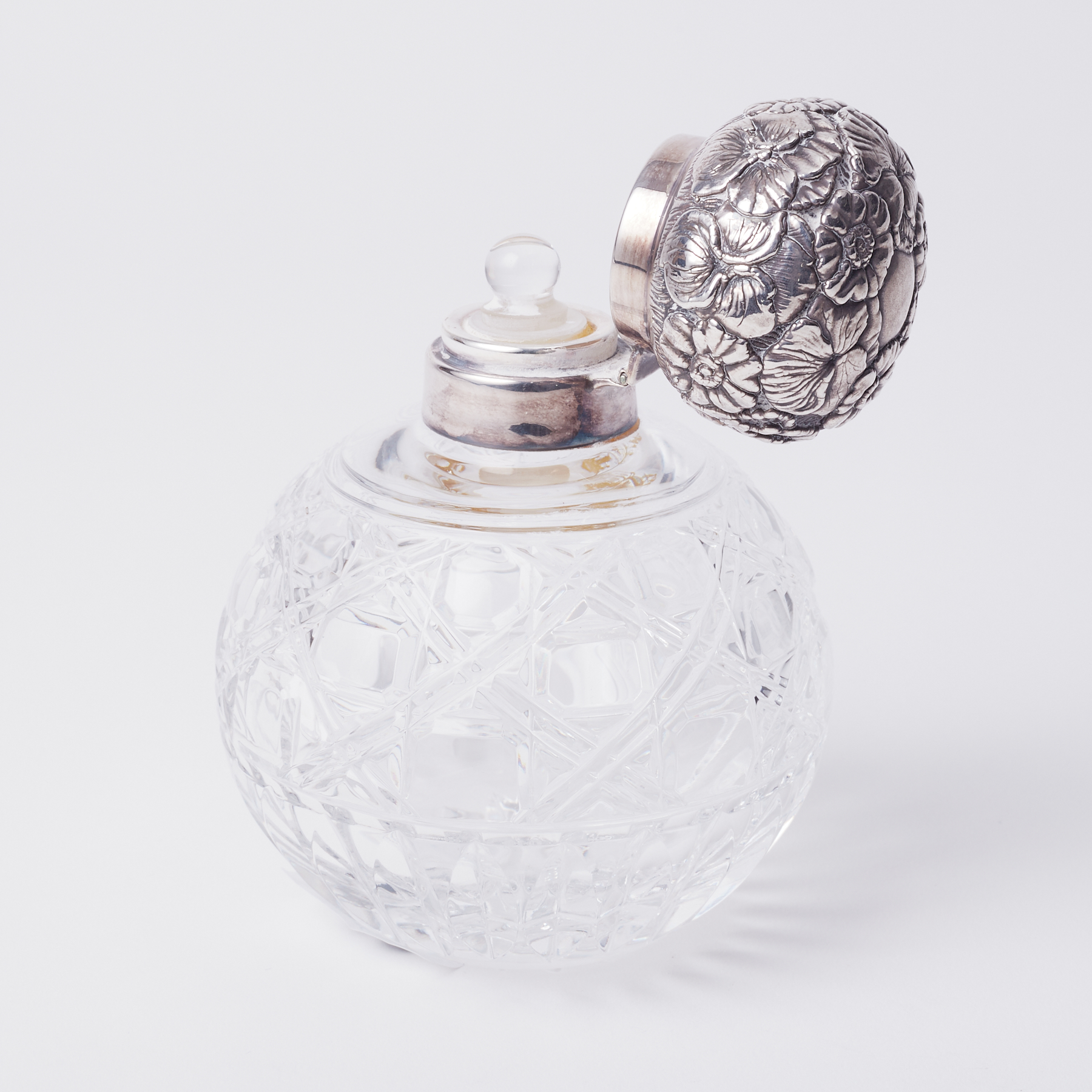 A silver and glass scent bottle with stopper, height 12cm. - Image 2 of 2