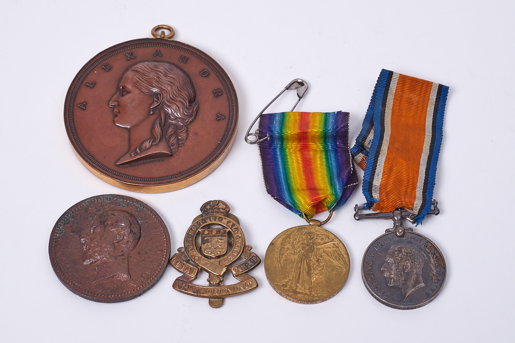 A pair of Great War medals awarded to 96730 Private C.L.Cooper Tank Corp also Army Ordnance cap