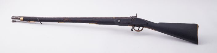 A 19th century percussion musket inscribed with date 1814, length 126cm.