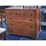 A 19th century oak chest of drawers, fitted with two short and three long drawers, width 113cm, .