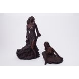 Two reproduction bronze ballerina and dancer figures by John Letts, tallest 30cm.