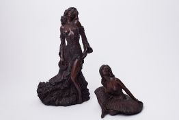 Two reproduction bronze ballerina and dancer figures by John Letts, tallest 30cm.