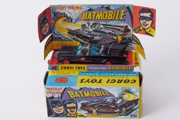 Corgi Toys 267 Batmobile - with yellow rockets (2 loose and the others in a frame), secret