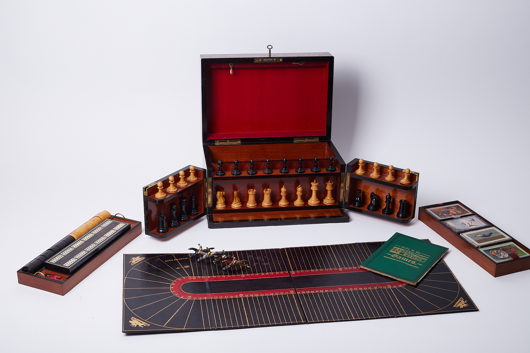 A Victorian Royal Cabinet of Games, in figured walnut case, the hinged lid enclosing an interior - Image 5 of 5
