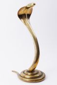 A heavy and large ornamental brass Snake, height 51cm.