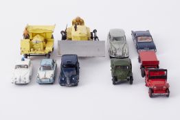 A collection of nine various play worn Dinky Toys diecast models, loose (9).