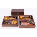 BNT, two boxed woodworking tool sets including chisels and a spare box.