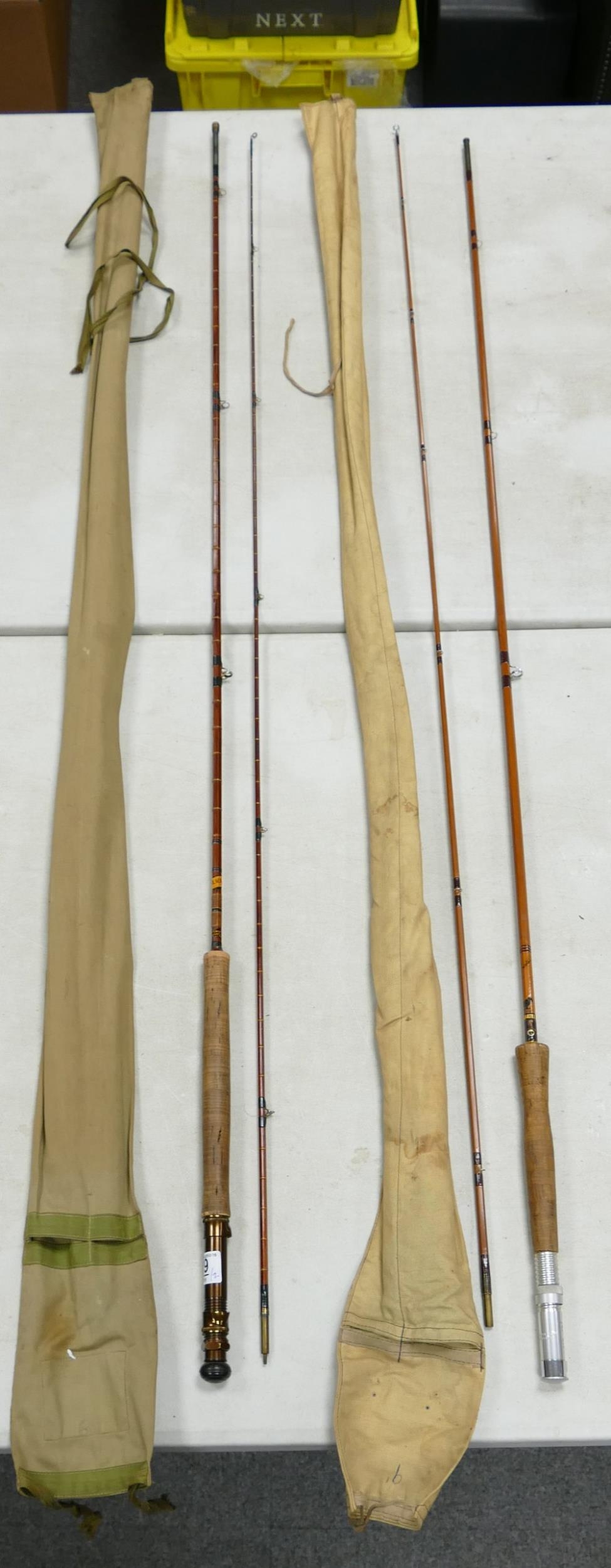 Two Vintage Split Cane Fishing Rods to include: 2 Piece Lee Black Prince & J.S Sharpe 2 piece The