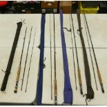 A collection of Carbon Fishing Rods to include: Fordham & Wakefield 10ft 2 piece, Goldcrest