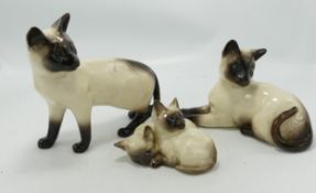 Beswick Siamese Cats 1588b, damaged kittens 1296 (3):