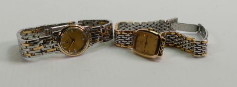 Omega ladies Deville quartz wristwatch: and another Omega ladies wristwatch, both not working. (2)