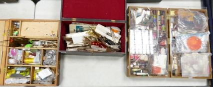 A large collection of vintage Fly Fishing Feathers Yarns, Wires Hooks & accessories: many branded