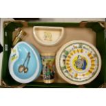 A mixed collection of items to include: Melamine Baby-sham Ashtray, Continental Beer Stien,