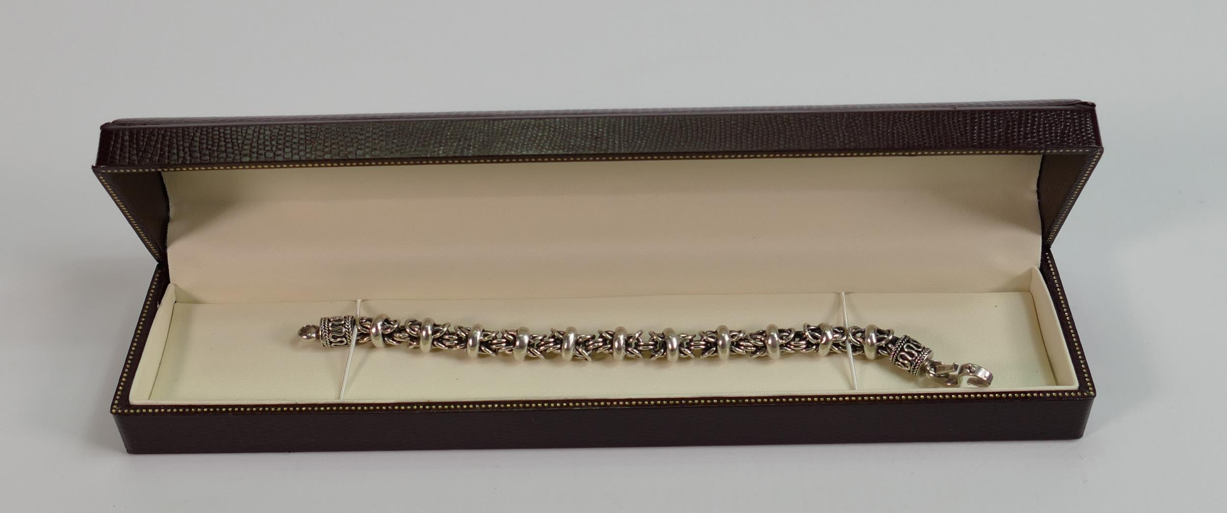 Ornate Silver bracelet, 39g: