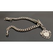 Silver Albert heavy watch chain: originally a large single Albert that has been altered to a