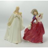 Royal Doulton Lady Figure Autumn Breezes HN1934 & Seconds Bride HN2873(2):