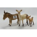 Beswick Donkey: together with a Doe and fawn