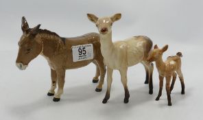 Beswick Donkey: together with a Doe and fawn