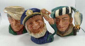 Royal Doulton Large Seconds Character Jugs: Old Salt, The Poacher & The Falconer(3)