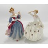 Royal Doulton lady figures Amy: HN3316 together with Maureen HN2481 (2)