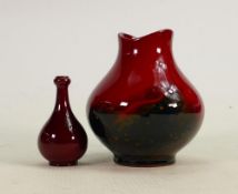 Royal Doulton Veined Flambe Vase: together with similar damaged miniature, height of tallest 12cm(2)