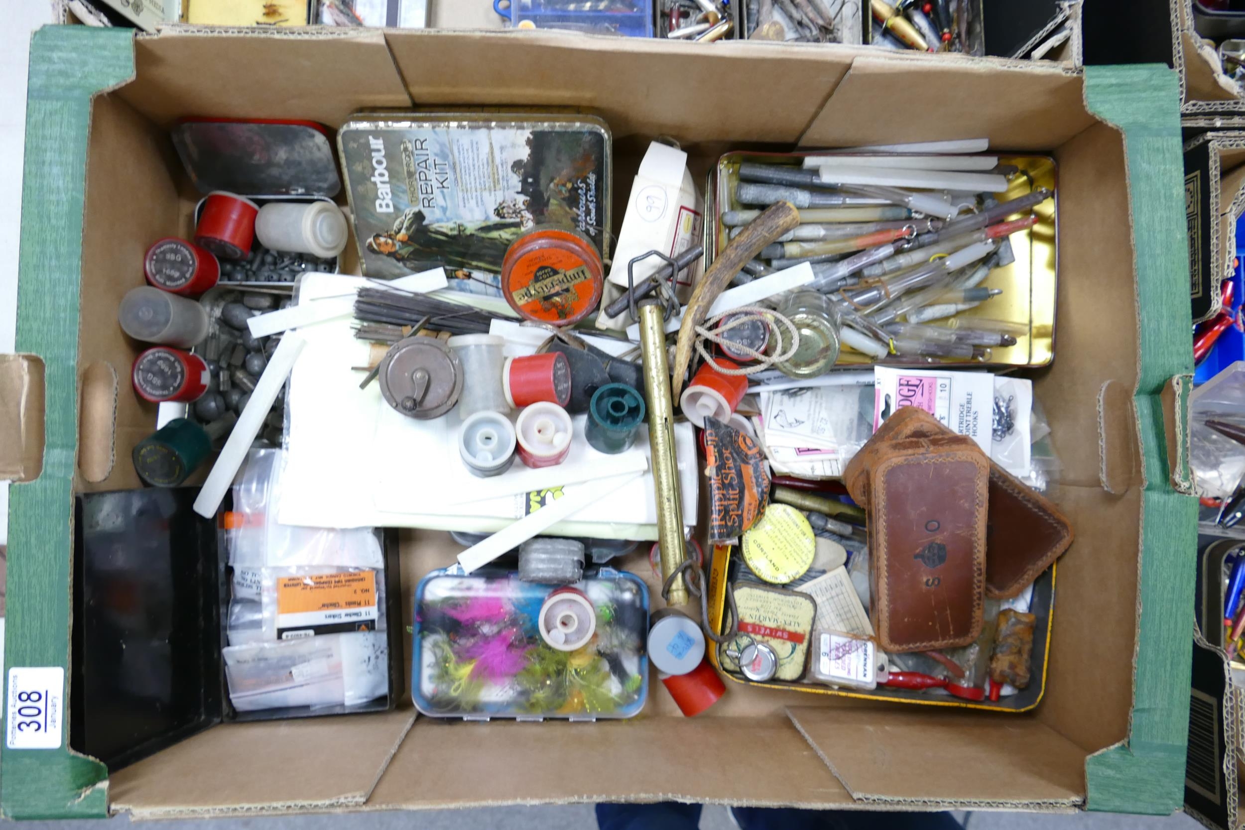A collection of Vintage Fishing Tackle Accessories to include: shots, brass reel, horn priest, - Image 2 of 2