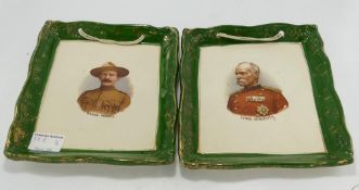 Pair Victorian / Edwardian Military Plaques depicting Lord Roberts & Baden Powell. Both 22x19cm