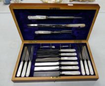 Thomas Turner Mother of Pearl handled Knife set canteen:
